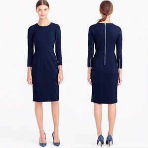 J. CREW Classic Navy Long Sleeve Ponte Knit Dress